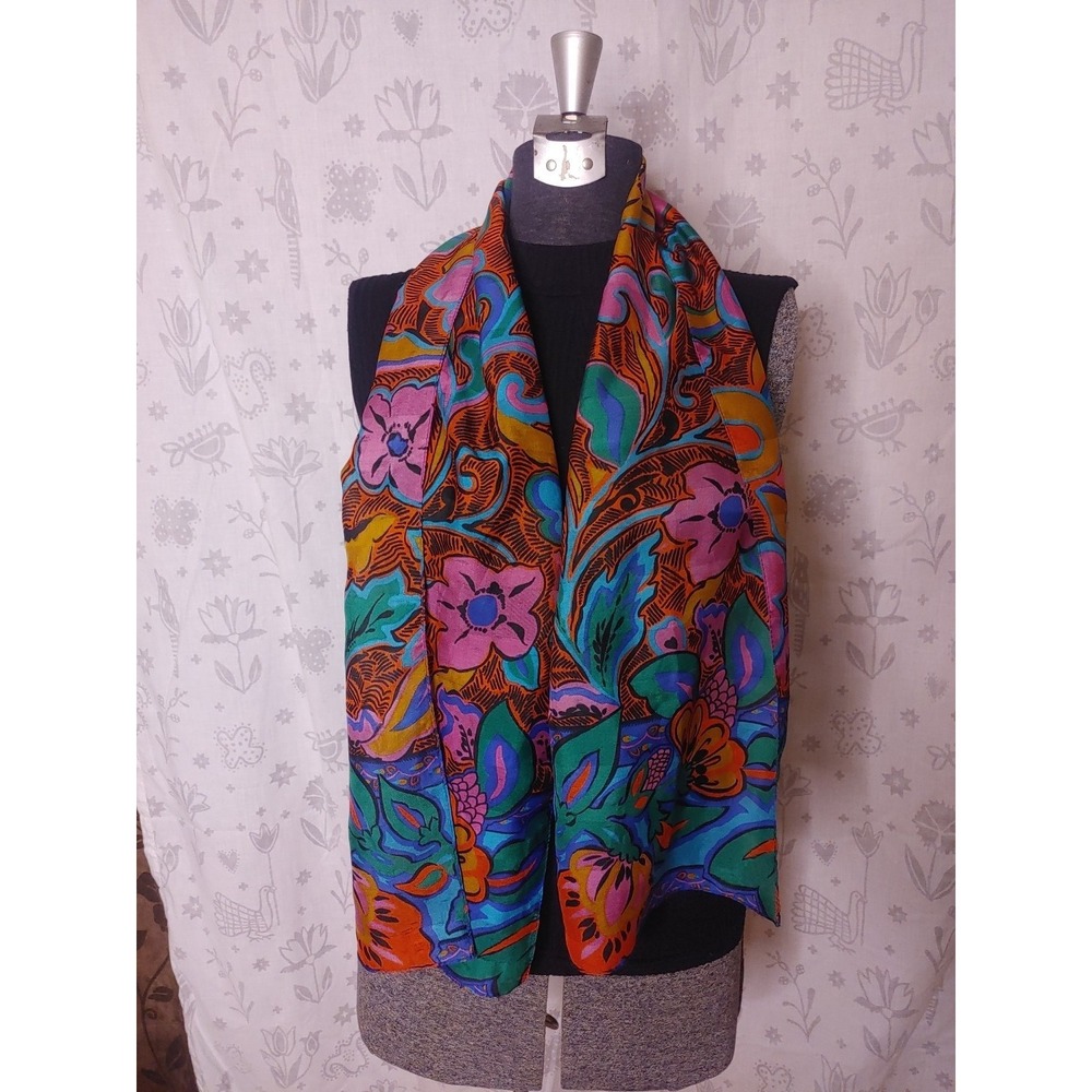 Floral Long Bandana Scarf Blue Green Pink Red Hair Neck Head Accessory